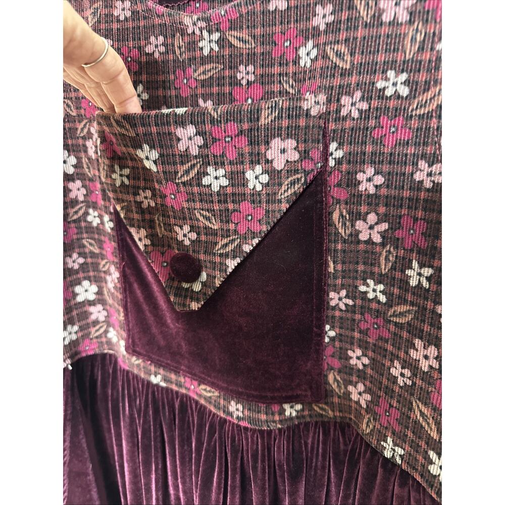 Dee's Design Handmade Dress Velour Velvet Corduroy Jumper Dee Shields Maroon - Picture 2 of 9
